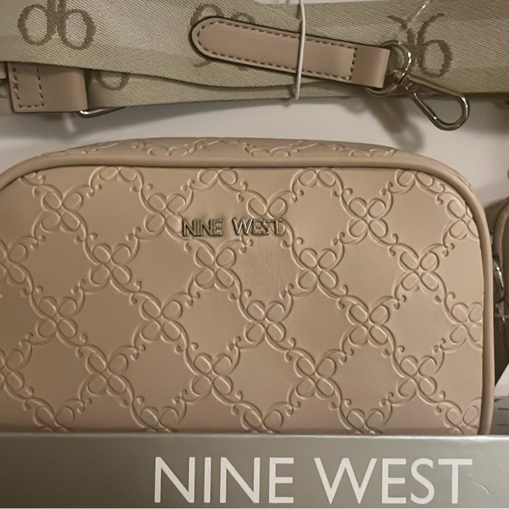 Nine West Taupe Embossed Crossbody Bag